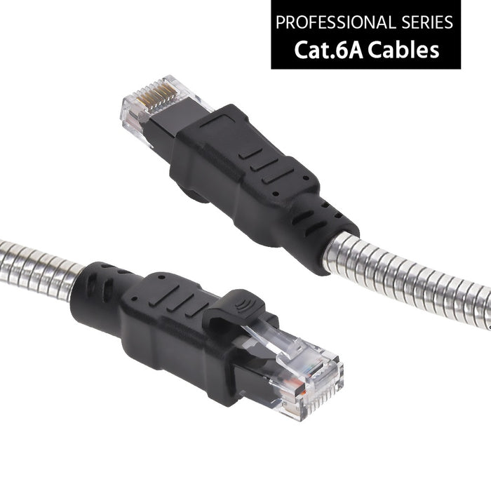 10FT CAT.6A Patch Cable Stainless Metal Armored Anti-Rodent 24AWG