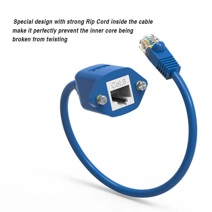 10Ft Panel-Mount Cat.6 Ethernet Cable Blue