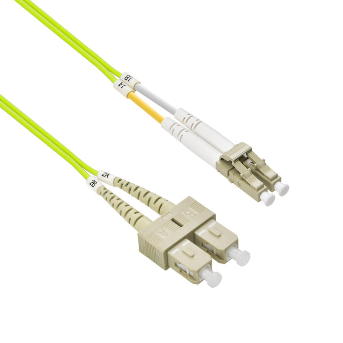 10m LC/UPC-SC/UPC OM5 Multimode Duplex OFNR 2.0mm Green Fiber Optic Patch Cable