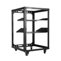 15U 4-Post Wall Mount Open Frame Rack, Side Mount, Floor-Standing w/ Casters Flat Box