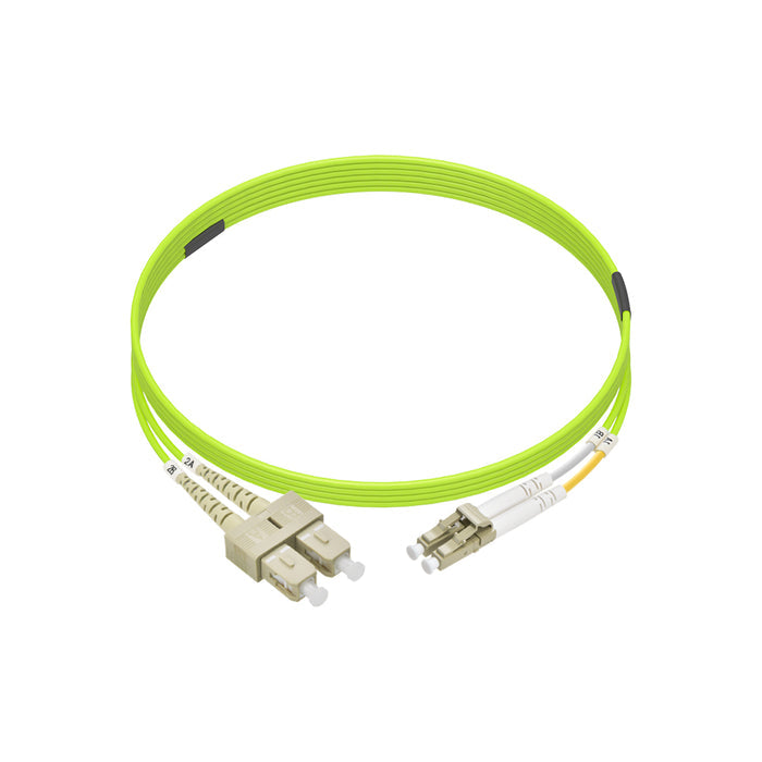 1m LC/UPC-SC/UPC OM5 Multimode Duplex OFNR 2.0mm Green Fiber Optic Patch Cable