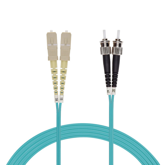 2m SC/UPC ST/UPC OM3 Multimode Duplex Aqua Fiber Optic Patch Cable