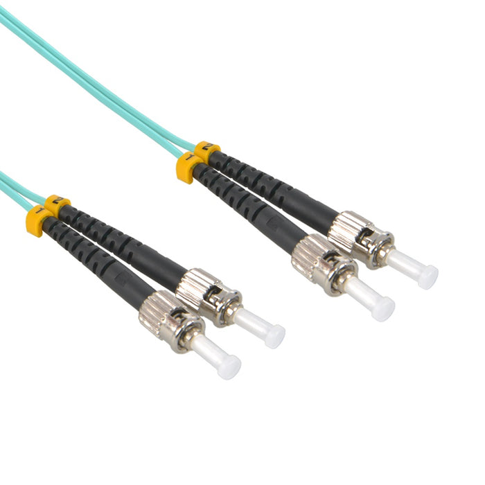 2m ST/UPC ST/UPC OM3 Multimode Duplex  OFNR 2.0mm Aqua Fiber Optic Patch Cable