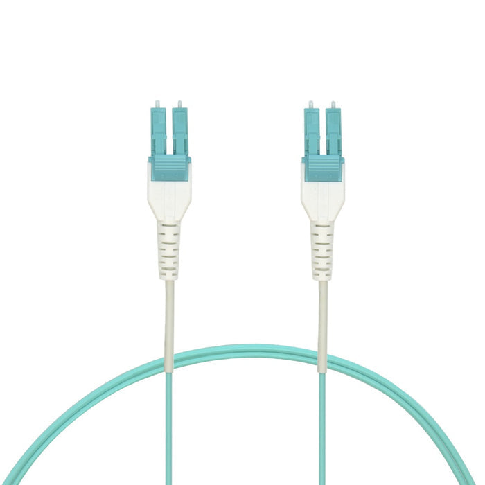 2m Uniboot LC/UPC-LC/UPC OM3 Multimode Duplex Aqua Fiber Optic Patch Cable Standard