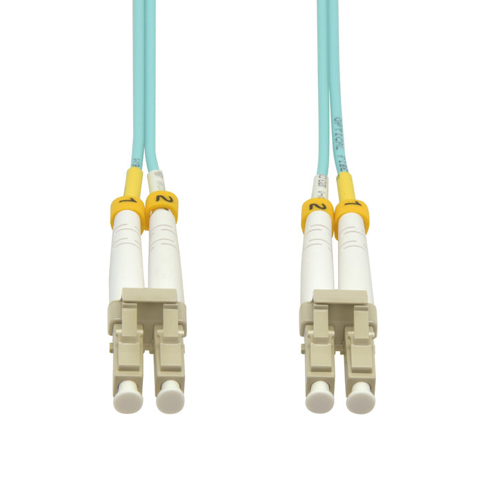3m LC/UPC LC/UPC OM4 Multimode Duplex OFNR 2.0mm Aqua Fiber Optic Patch Cable