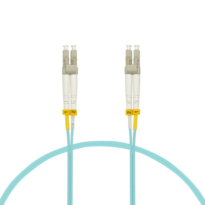 3m LC/UPC LC/UPC OM4 Multimode Duplex OFNR 2.0mm Aqua Fiber Optic Patch Cable