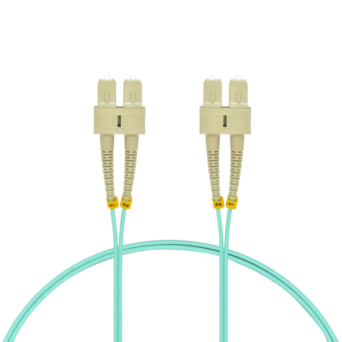 5m SC/UPC SC/UPC OM4 Multimode Duplex Aqua Fiber Optic Patch Cable
