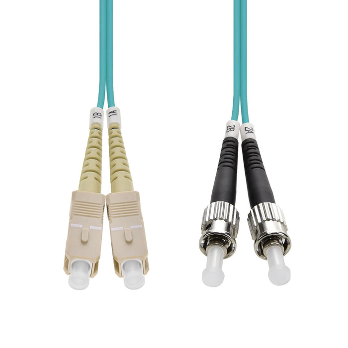 5m SC/UPC ST/UPC OM3 Multimode Duplex Aqua Fiber Optic Patch Cable