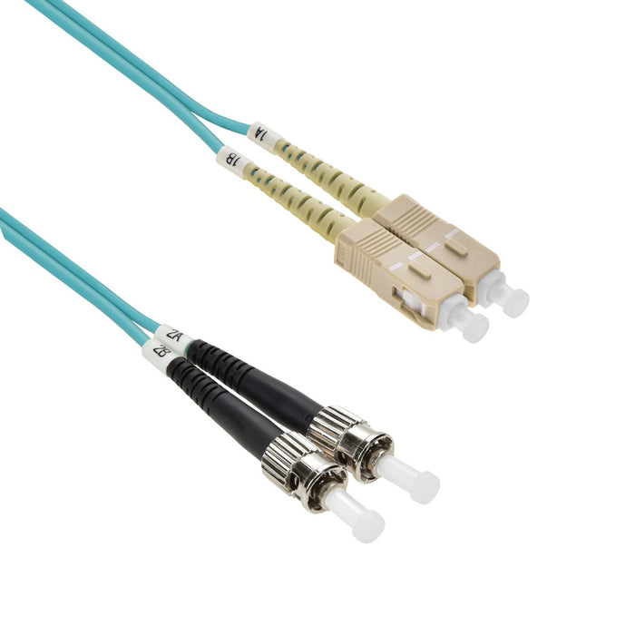 5m SC/UPC ST/UPC OM3 Multimode Duplex Aqua Fiber Optic Patch Cable