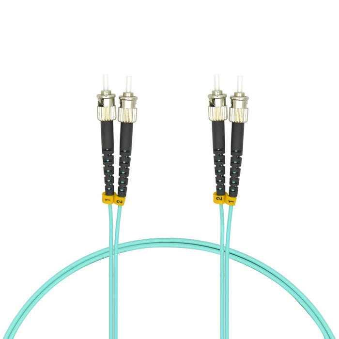 5m ST/UPC-ST/UPC OM3 Multimode Duplex Aqua Fiber Optic Patch Cable
