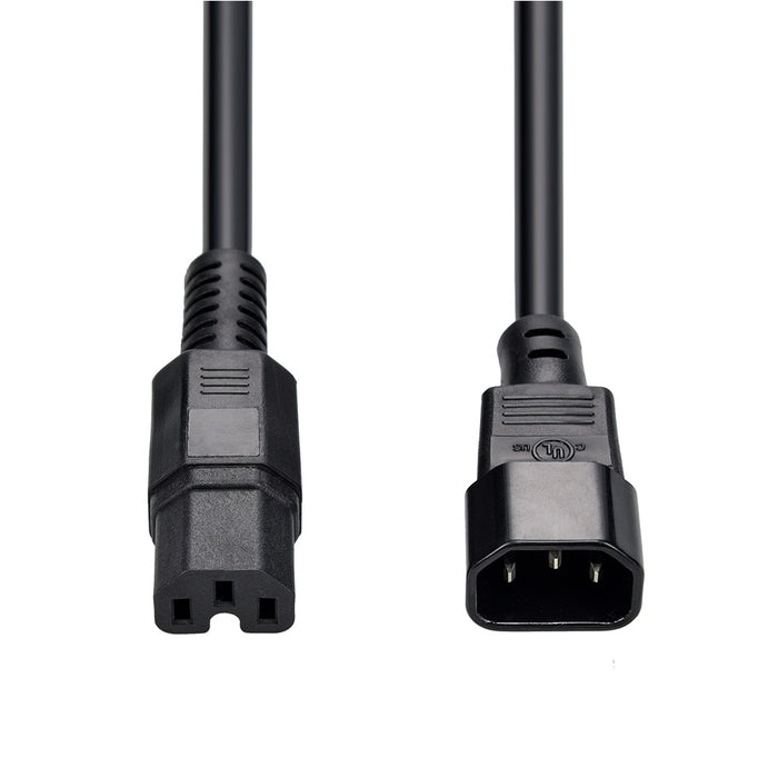 6Ft  Power Cord C14 to C15 Black/ SJT 14/3