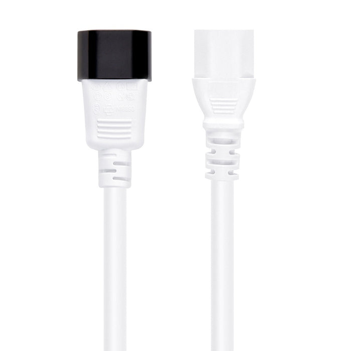6Ft Power Extension Cord C13 to C14 White/SJT 14/3