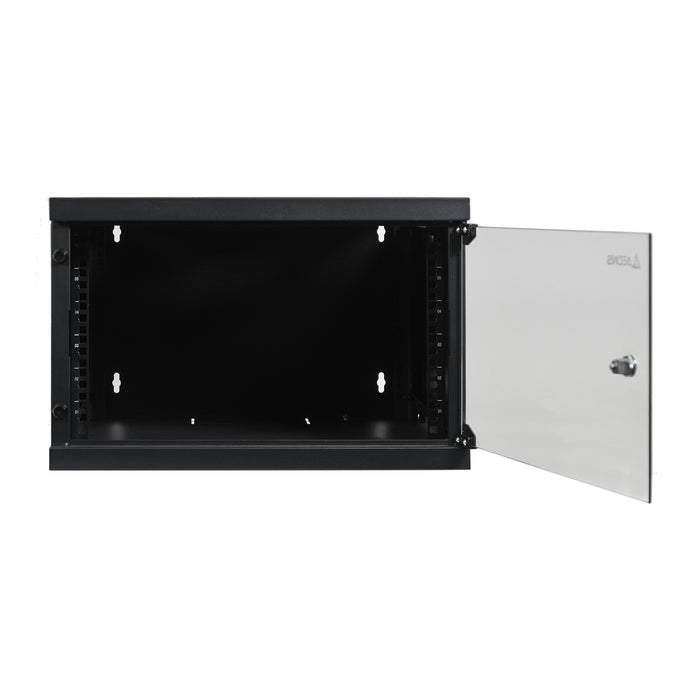 6U Wall-Mount Rack Cabinet, 24" Depth, Glass Door Pre-Assembled