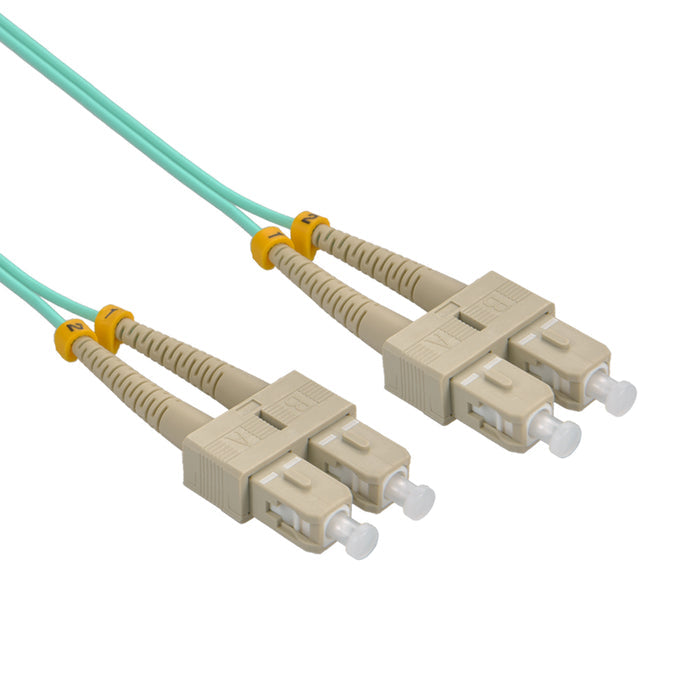 7m SC/UPC SC/UPC OM4 Multimode Duplex Aqua Fiber Optic Patch Cable