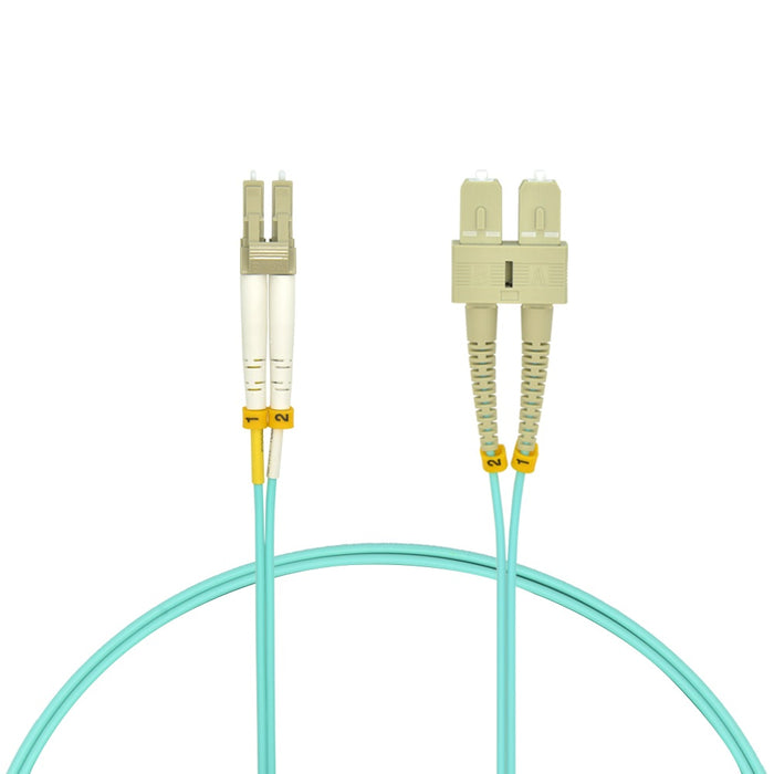 9m LC/UPC SC/UPC OM4 Multimode Duplex Aqua Fiber Optic Patch Cable