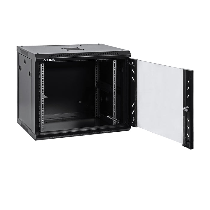 9U 19" Wall-Mount Cabinet Glass Door 15.5" Depth Flat Box
