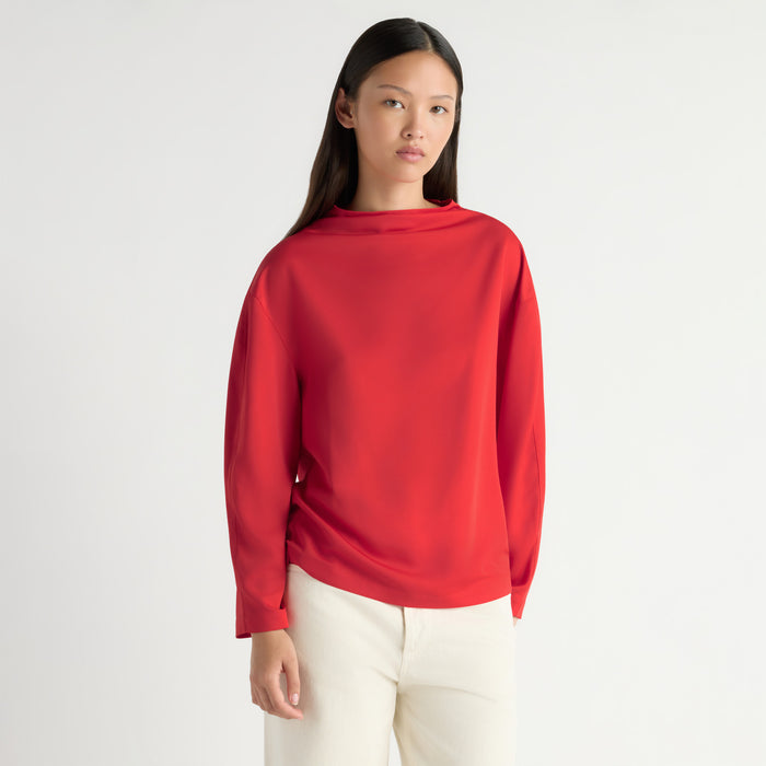 Aaliyah Gathered-Neck Long-Sleeve Blouse
