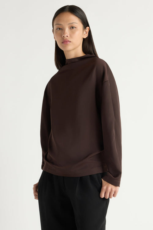 May-Li | Aaliyah Gathered-Neck Long-Sleeve Blouse in Size Small