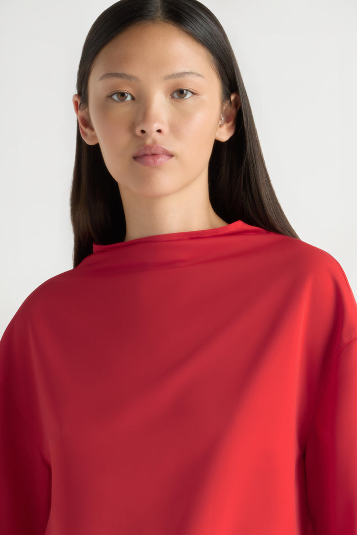 May-Li | Aaliyah Gathered-Neck Long-Sleeve Blouse in Size Small