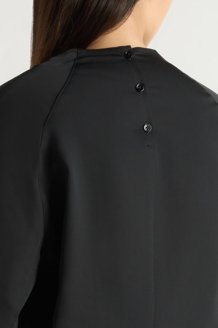 May-Li | Aaliyah Gathered-Neck Long-Sleeve Blouse in Size Small