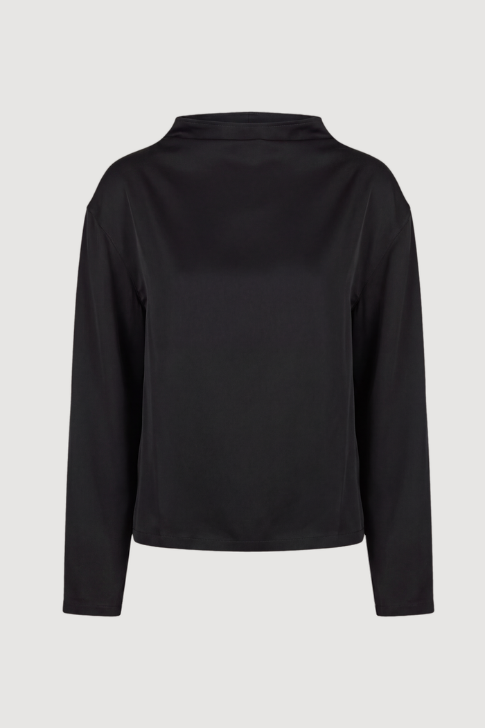 May-Li | Aaliyah Gathered-Neck Long-Sleeve Blouse in Size Small - Flat
