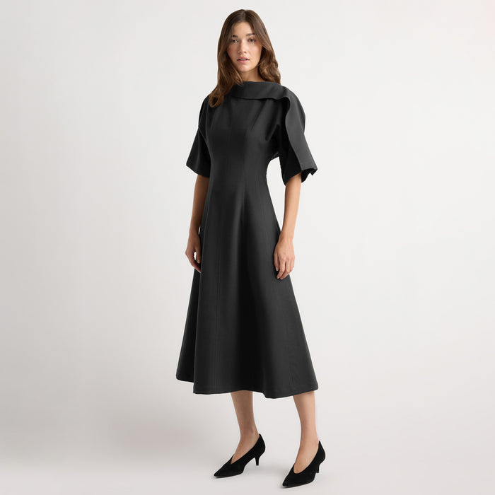 Addison Foldover Scarf-Neck Dress