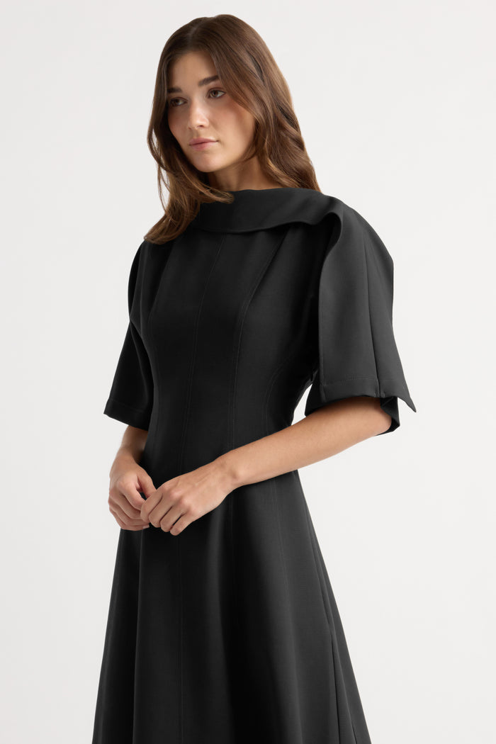Renée | Addison Foldover Scarf-Neck Dress in Size Small