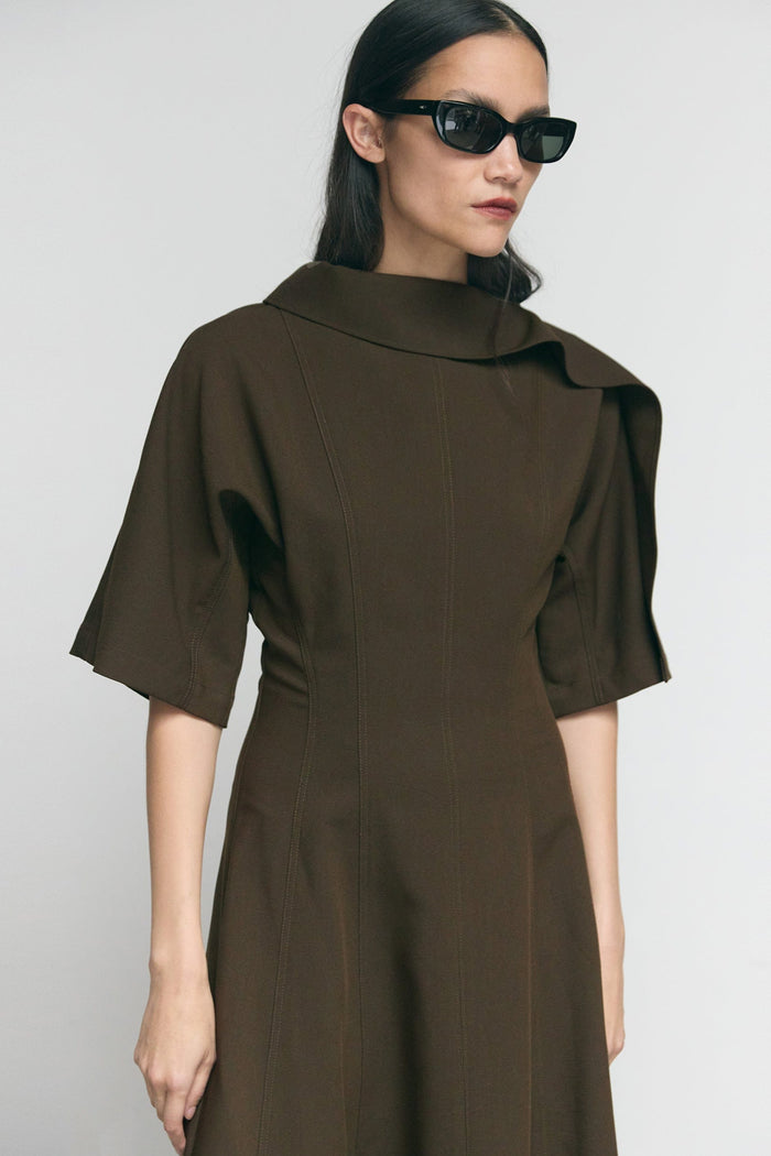 Charlotte | Addison Foldover Scarf-Neck Dress in Size Extra Small