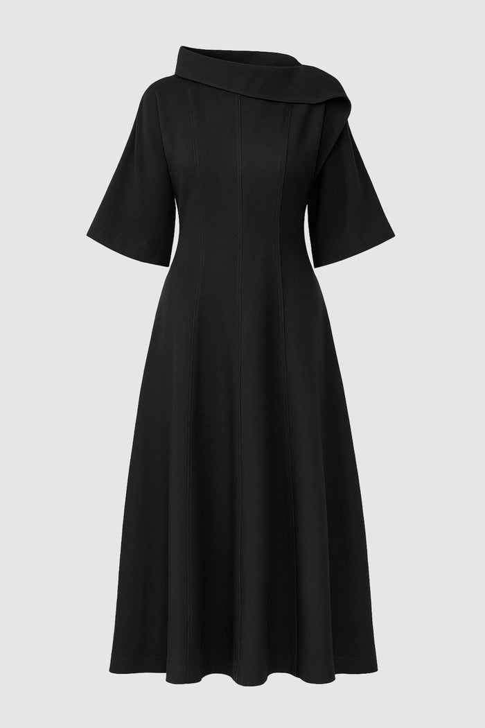 Renée | Addison Foldover Scarf-Neck Dress in Size Small - Flat