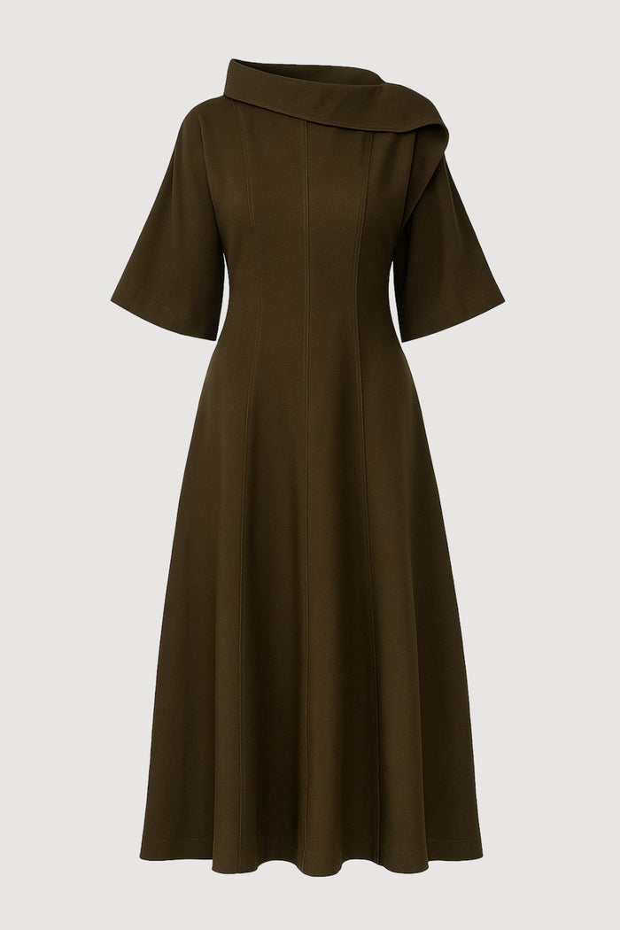 Charlotte | Addison Foldover Scarf-Neck Dress in Size Extra Small - Flat