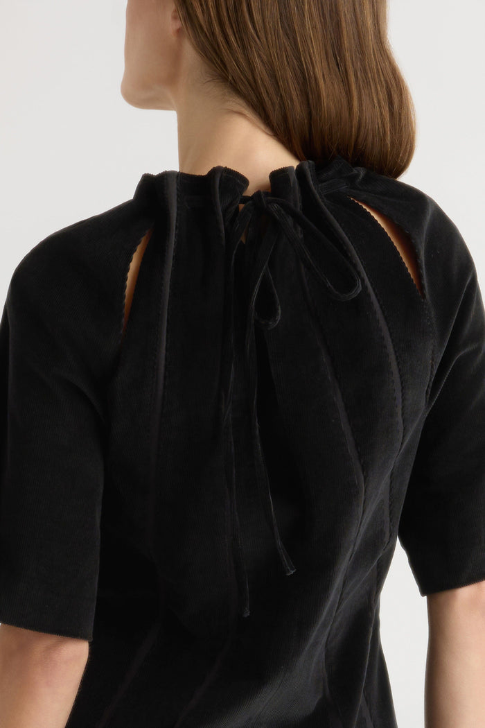 Renée | Aika Back-Tie Corduroy Mini Dress in Size Extra Small