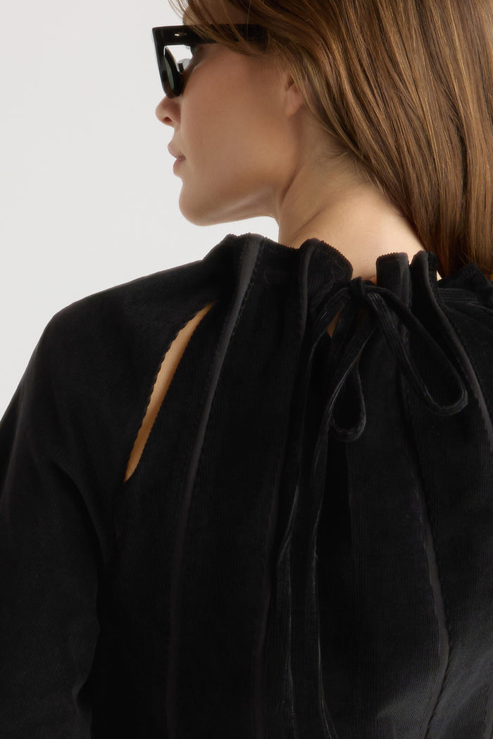 Renée | Aika Back-Tie Corduroy Mini Dress in Size Extra Small