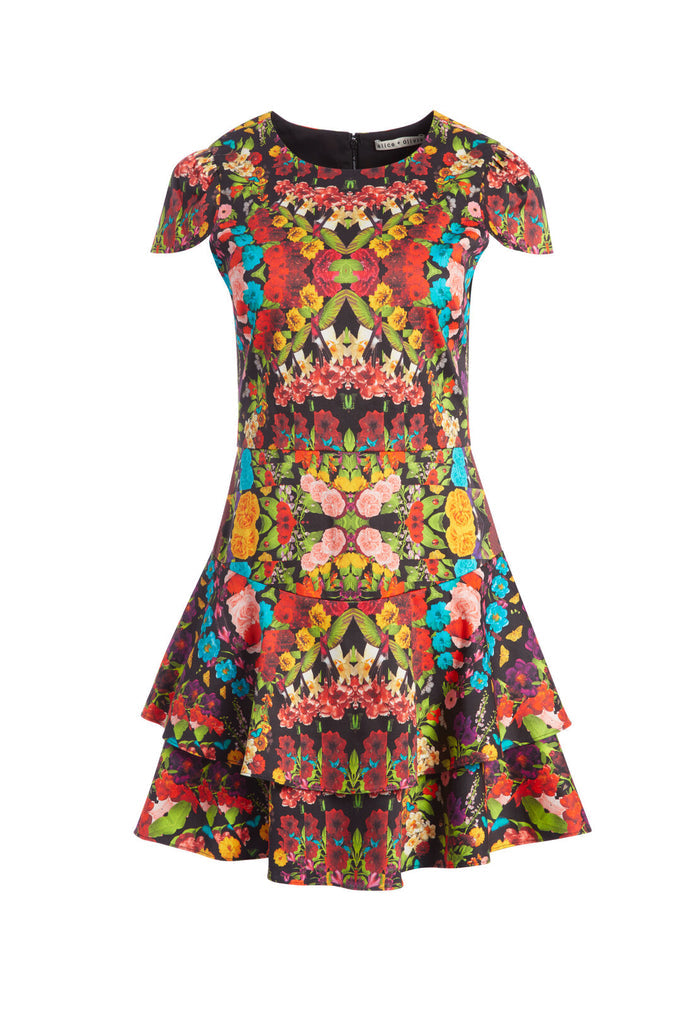 AINSLEY FLORAL RUFFLE DRESS - KALEIDOSCOPE FLORAL