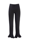 ALENA HW SPLIT RUFFLE HEM PANT - BLACK
