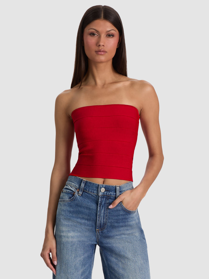 ALISON BANDAGE TUBE TOP - CHILI PEPPER
