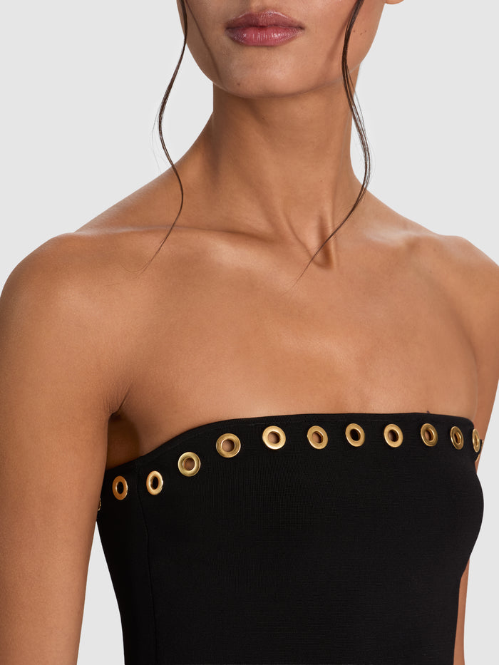 ALISON GROMMET TUBE TOP - BLACK