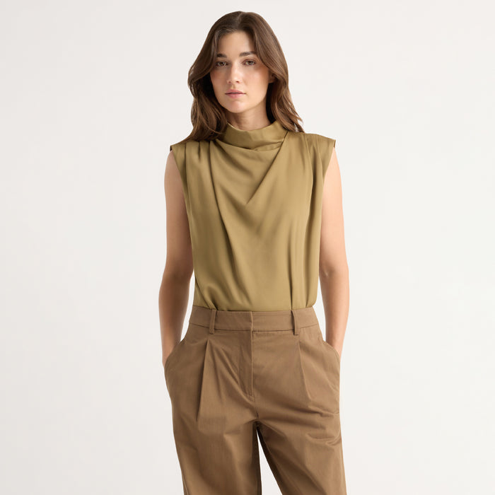 Renée | Allegra Gathered-Neck Sleeveless Blouse in Size Extra Small