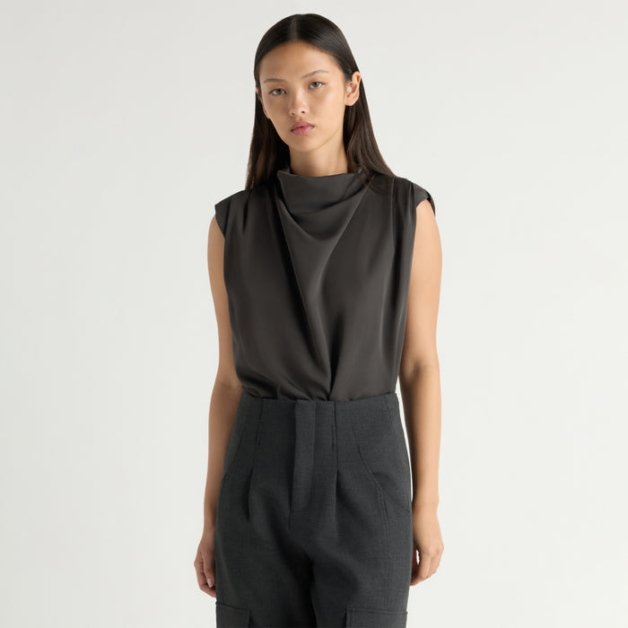 May-Li | Allegra Gathered-Neck Sleeveless Blouse in Size Small