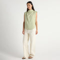 Allegra Gathered-Neck Sleeveless Blouse