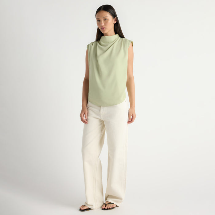 Allegra Gathered-Neck Sleeveless Blouse