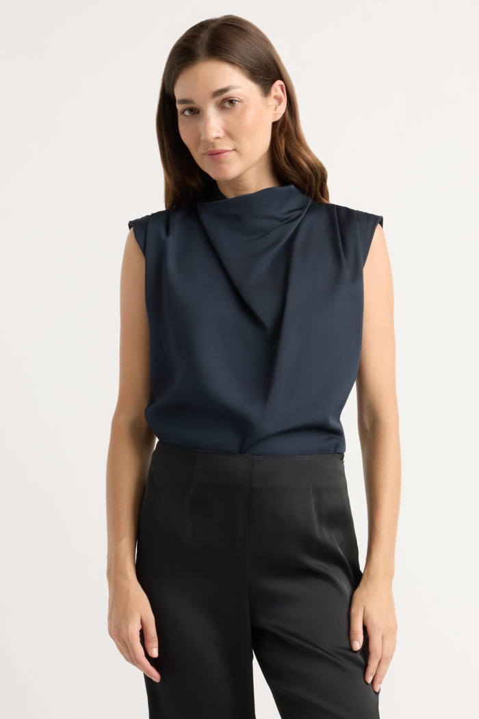 Renée | Allegra Gathered-Neck Sleeveless Blouse in Size Extra Small
