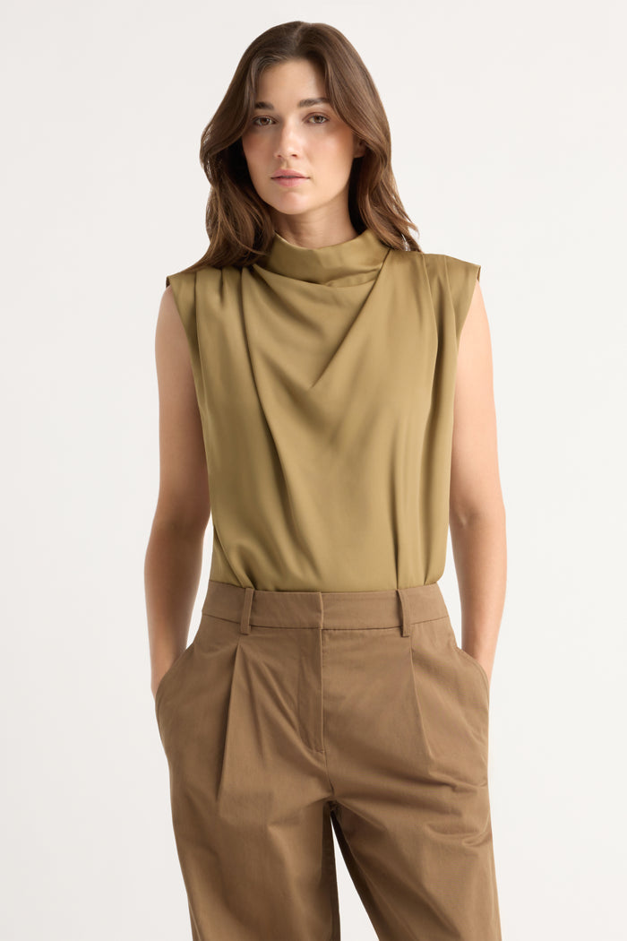 Renée | Allegra Gathered-Neck Sleeveless Blouse in Size Extra Small