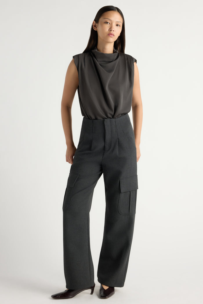May-Li | Allegra Gathered-Neck Sleeveless Blouse in Size Small
