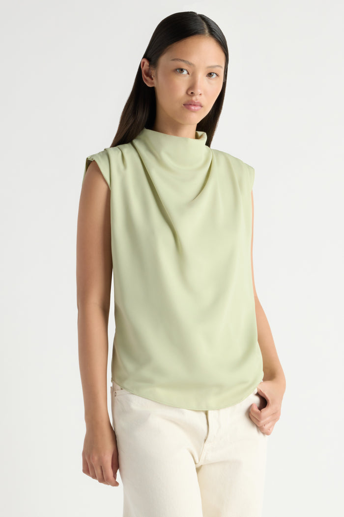 May-Li | Allegra Gathered-Neck Sleeveless Blouse in Size Small