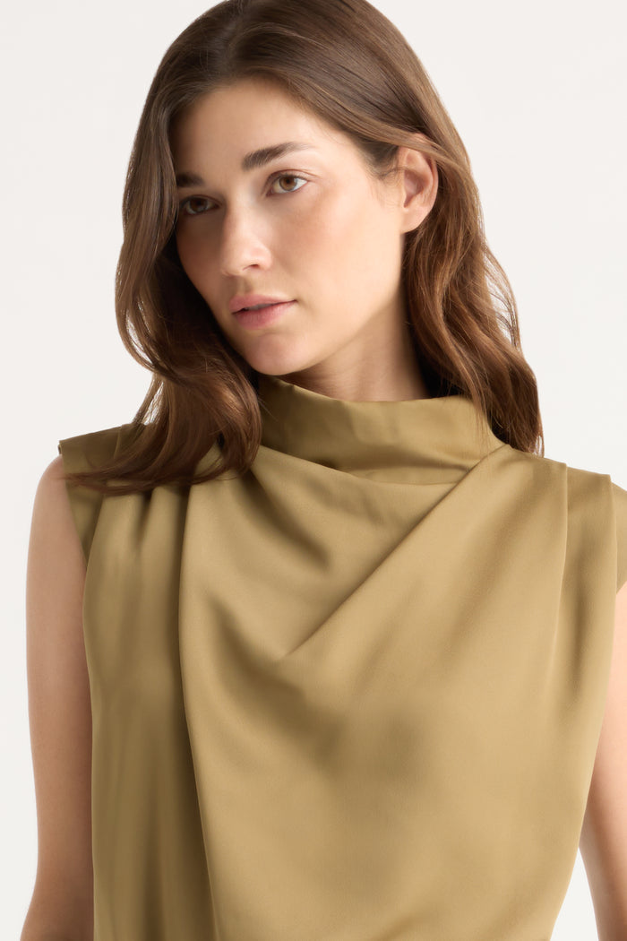 Renée | Allegra Gathered-Neck Sleeveless Blouse in Size Extra Small
