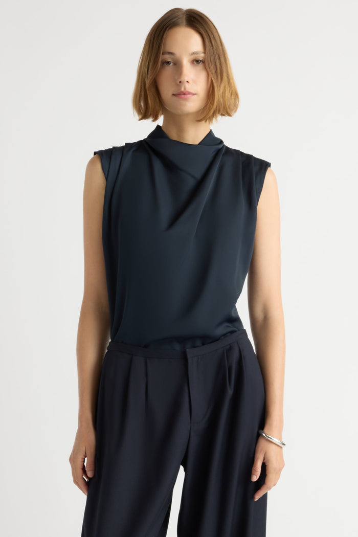 Mali | Allegra Gathered-Neck Sleeveless Blouse in Size Small