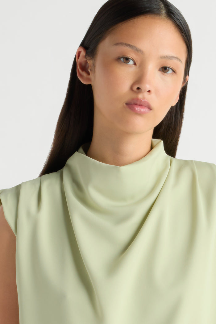 May-Li | Allegra Gathered-Neck Sleeveless Blouse in Size Small