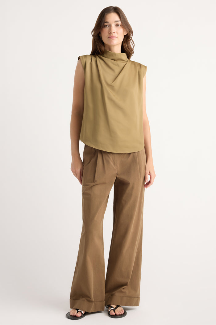 Renée | Allegra Gathered-Neck Sleeveless Blouse in Size Extra Small