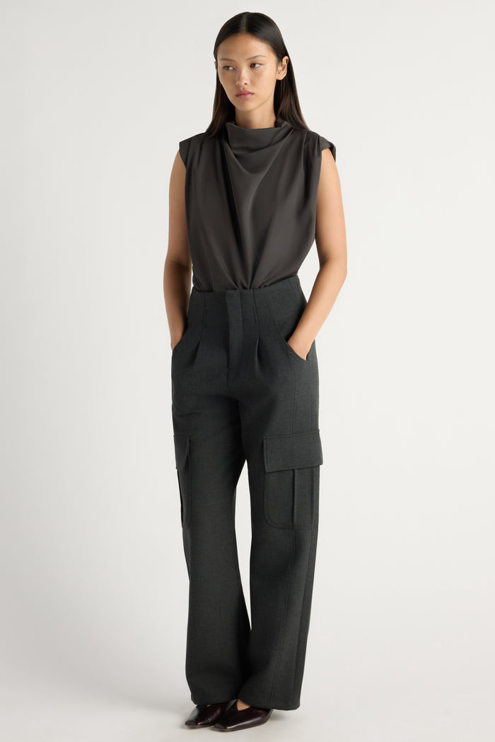 May-Li | Allegra Gathered-Neck Sleeveless Blouse in Size Small