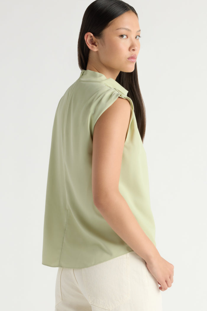 May-Li | Allegra Gathered-Neck Sleeveless Blouse in Size Small